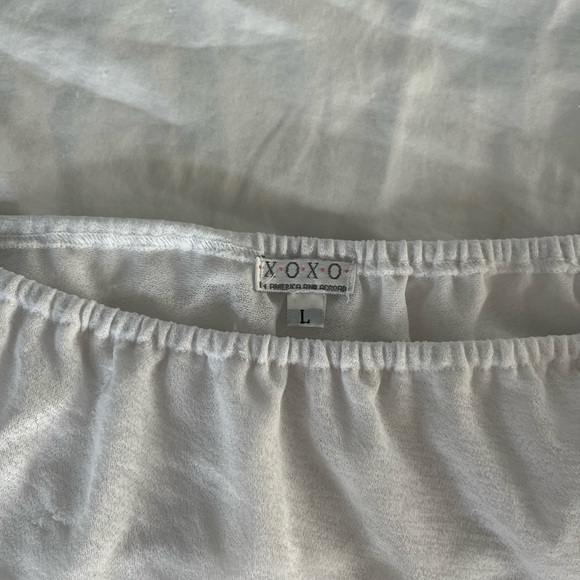 XOXO y2k long sleeve off the shoulder stacked white mesh shirt - Picture 3 of 4
